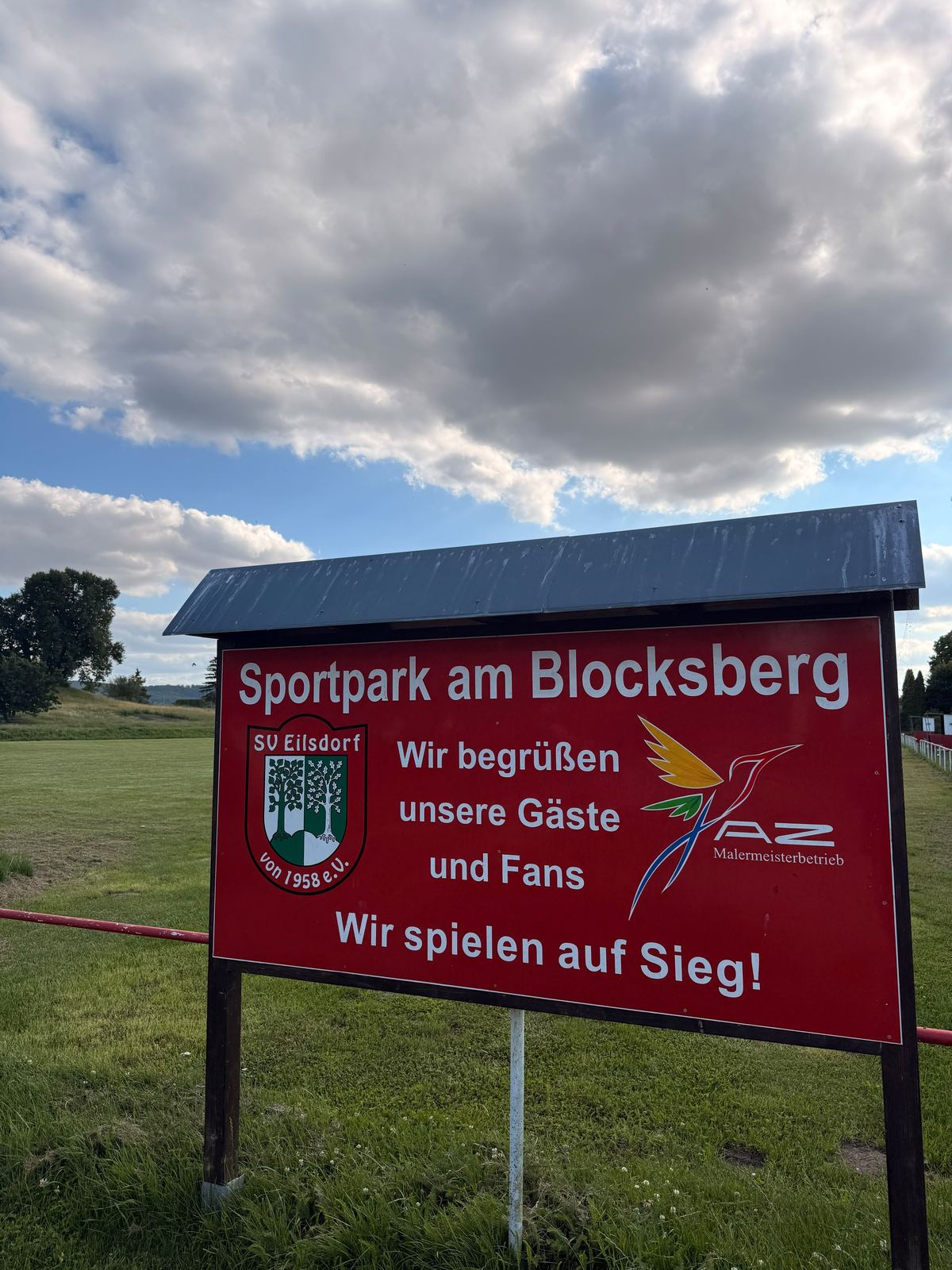 Begrüßungsschild Sportpark am Blocksberg, SV Eilsdorf von 1958 e.V.